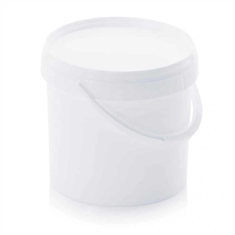 3,8 L plastspand med låg, hvid, billede 1